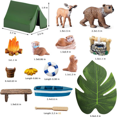 Kit 32 Pzas Accesorios Jardín Miniatura Figuras Animales Bosque