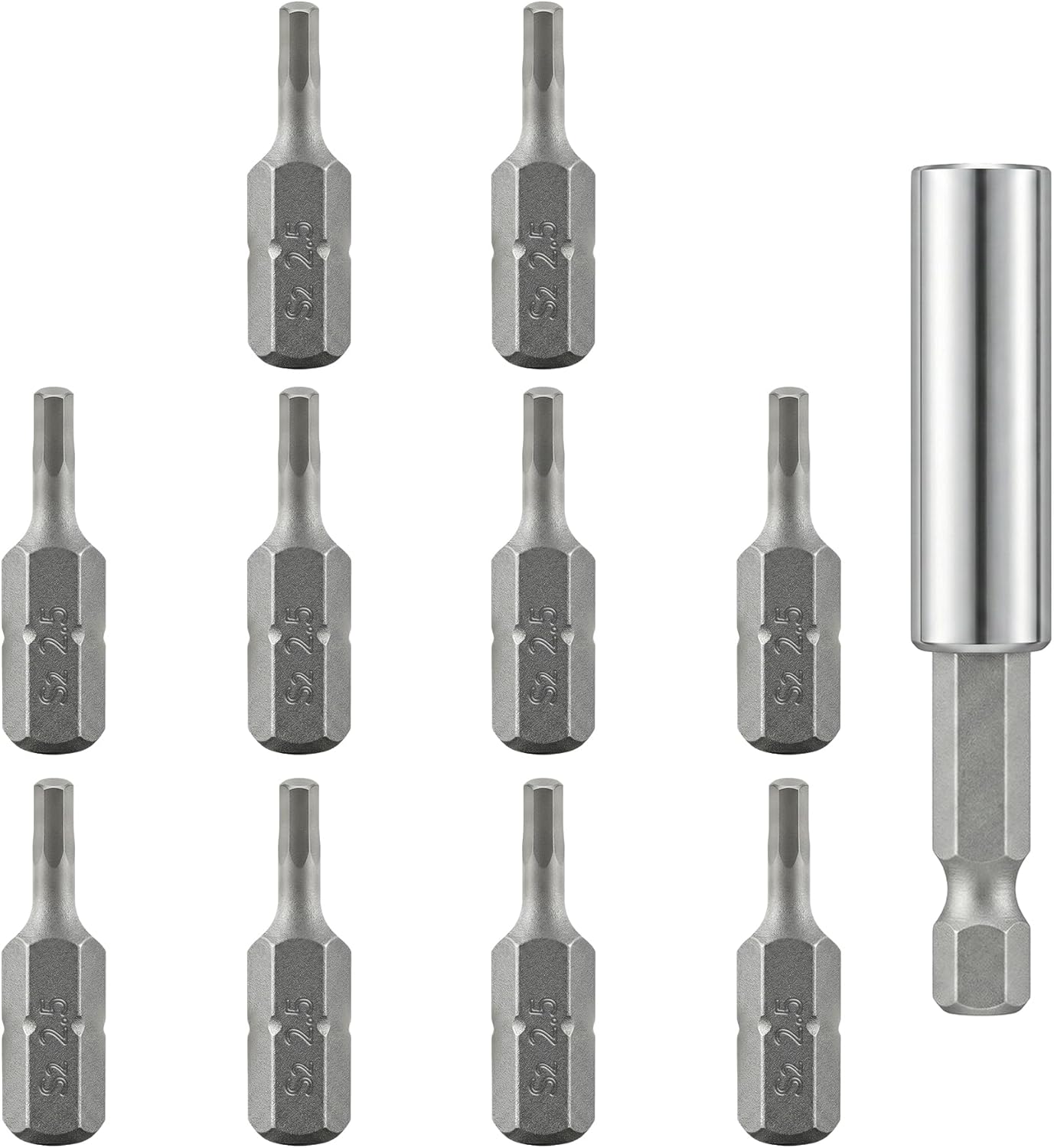 Set 10 puntas destornillador H2.5 hex magnéticas acero S2
