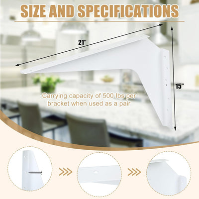 2 Pzas Soporte Industrial Reversible Acero 15x21pulg Blanco