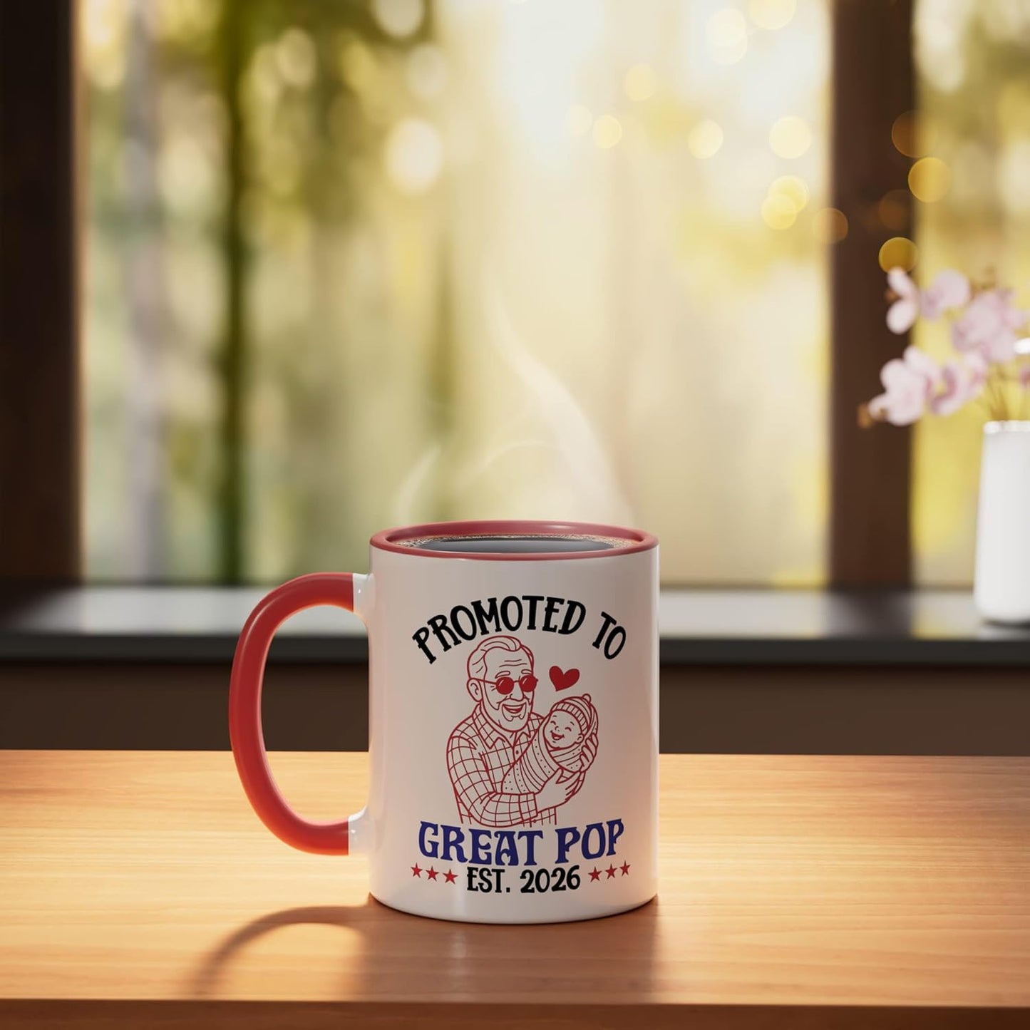 Taza cerámica abuelo y nieto rojo/blanco