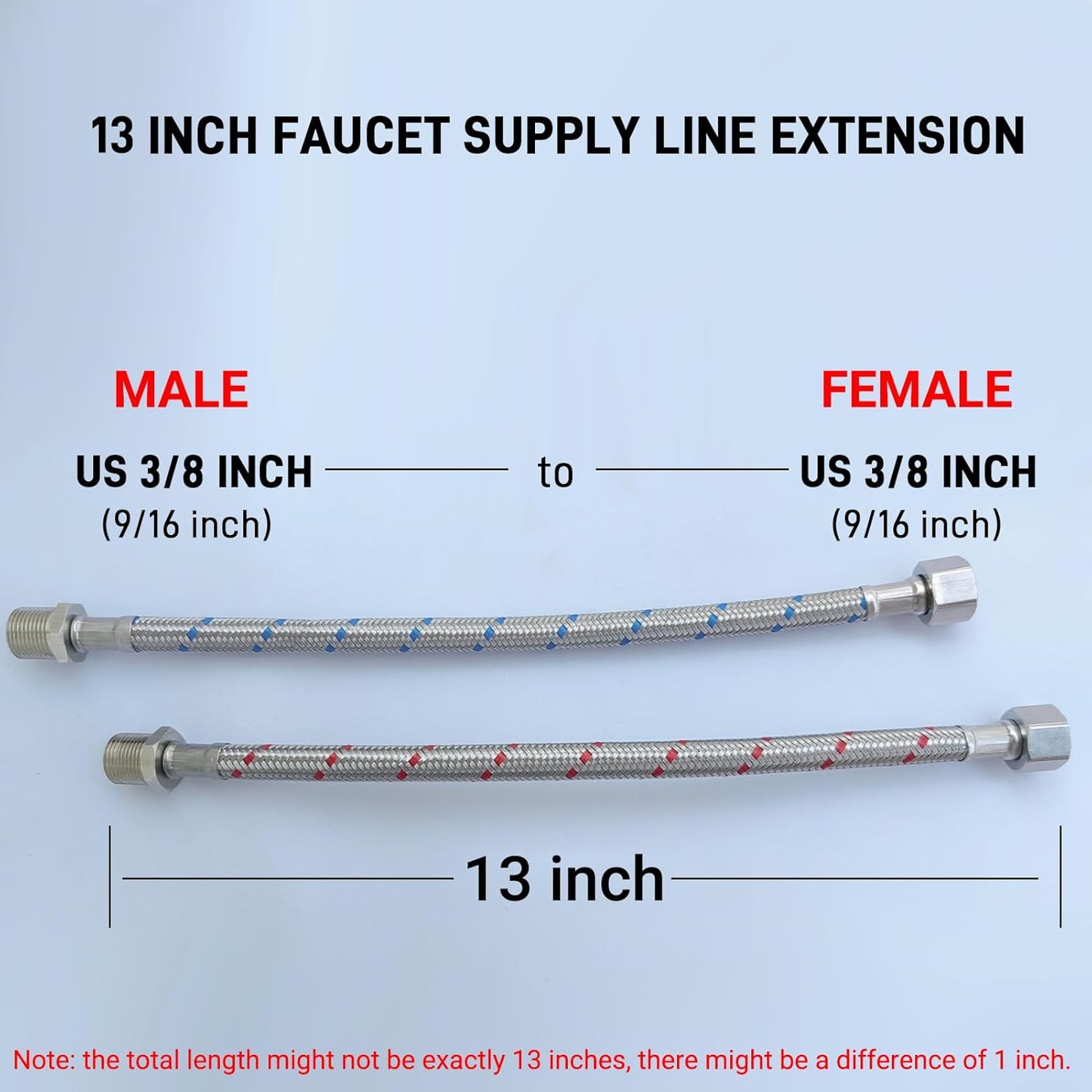 Extensión grifo acero inox 13pulg set 2 unidades