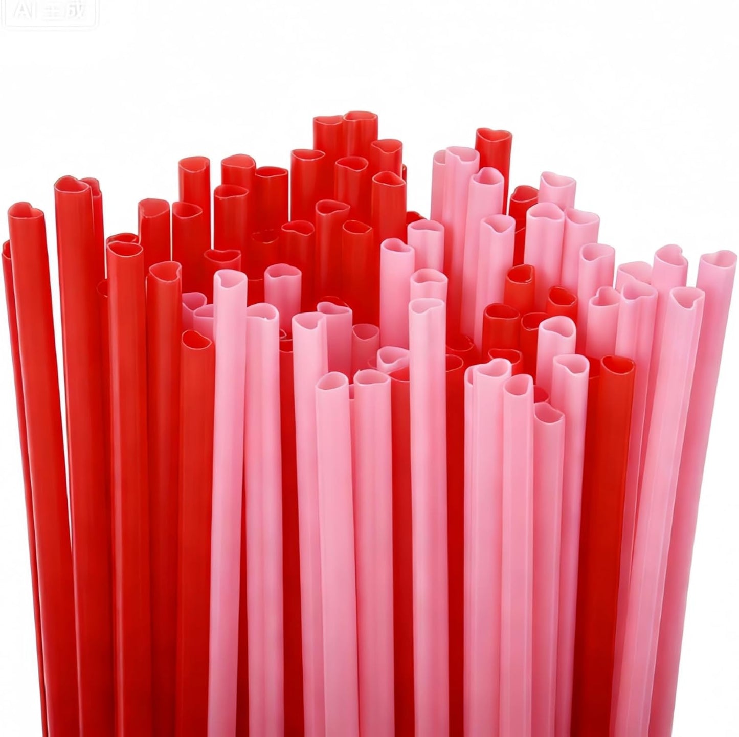 100 popotes en forma de corazón reutilizables rosa y rojo para fiesta