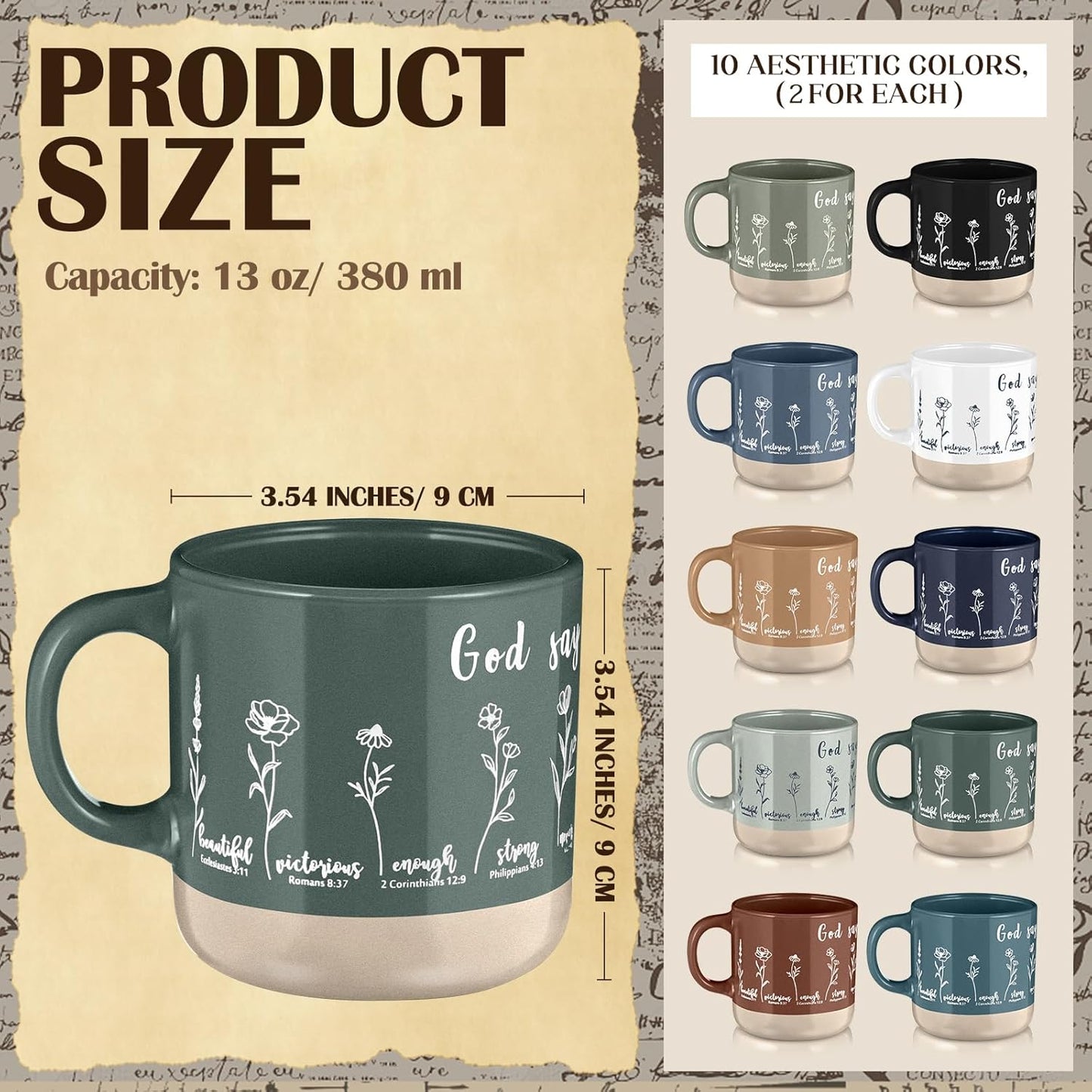 Tazas cristianas Didaey para mujer 13 oz con versículos bíblicos
