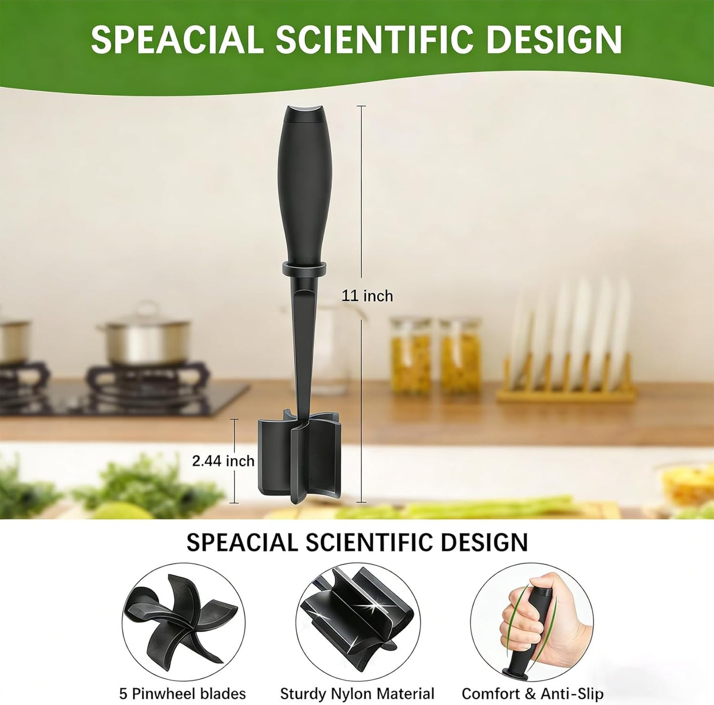 Triturador de carne molida antiadherente negro