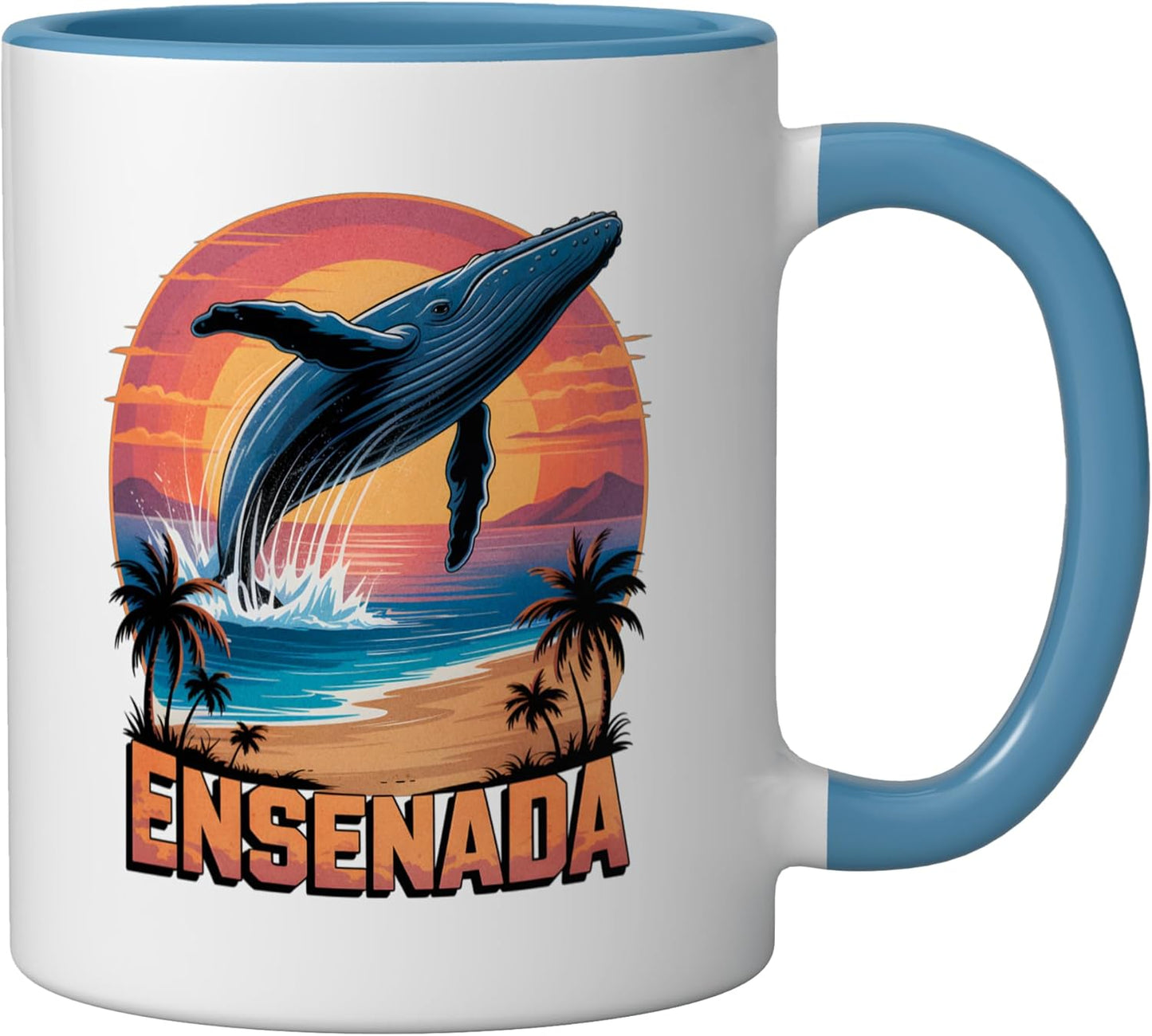 Taza Cerámica Ensenada México Azul Blanco