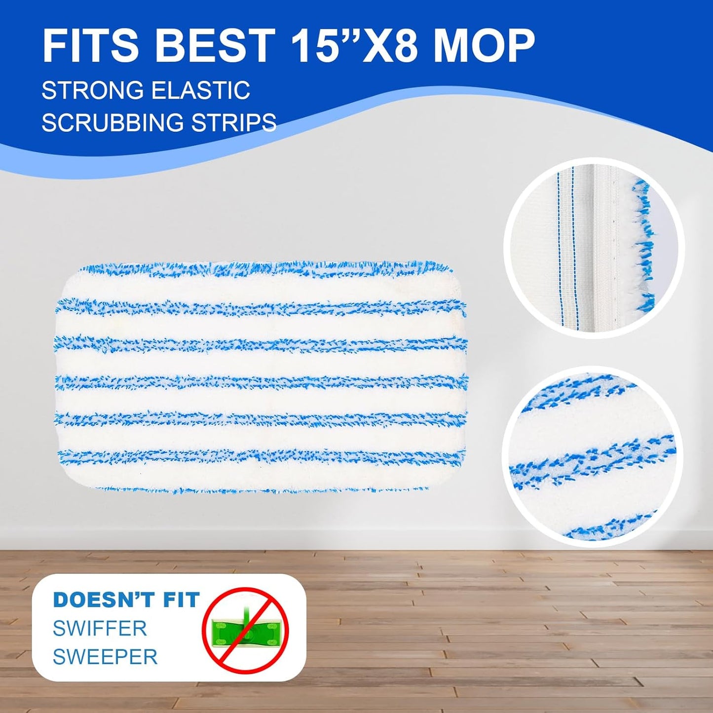 4 Pzas Almohadillas Mopa Microfibra 15x8pulg Comp Pisos Madera