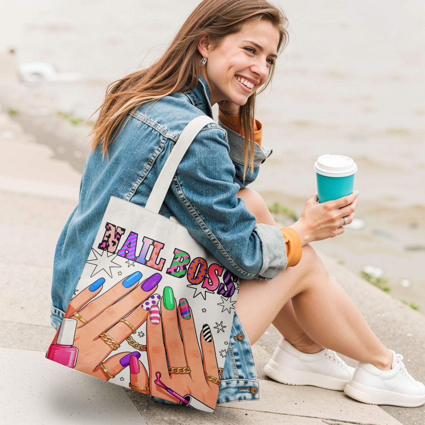 Bolsa de mano profesional de lona para mujer, regalo de carrera y compras reutilizable