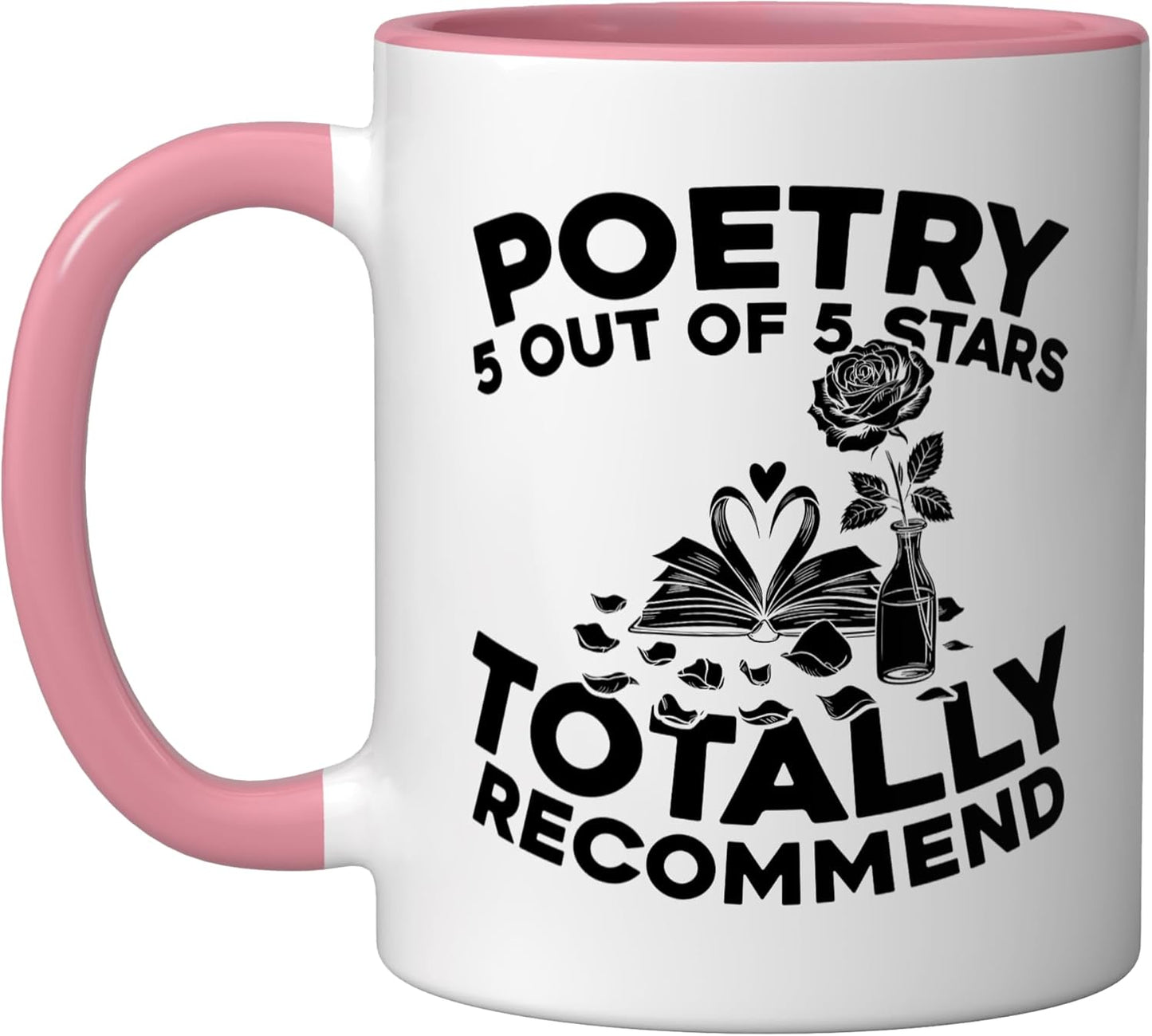 Taza Cerámica Literatura Poesía Rosa/Blanca