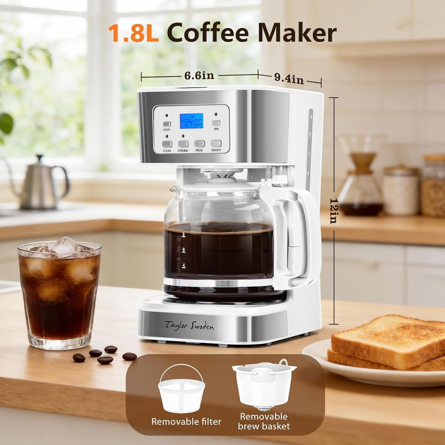 Cafetera programable Taylor Swoden 12 tazas con hervidor