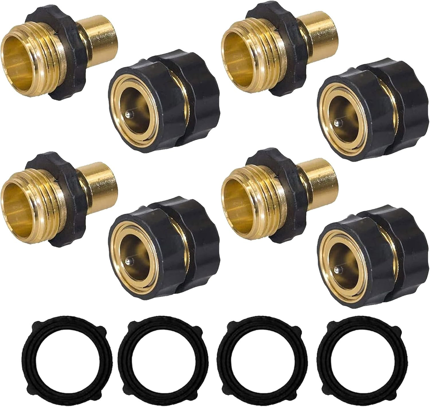 Conector rápido manguera jardín 3/4pulg 4 juegos