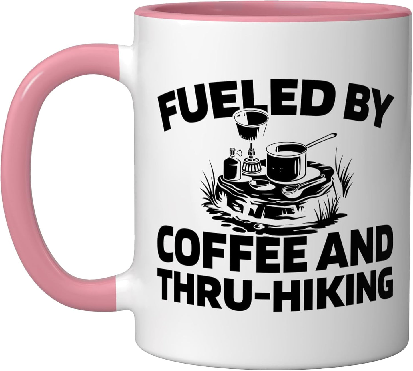 Taza Cerámica Caminata Senderismo Rosa/Blanco