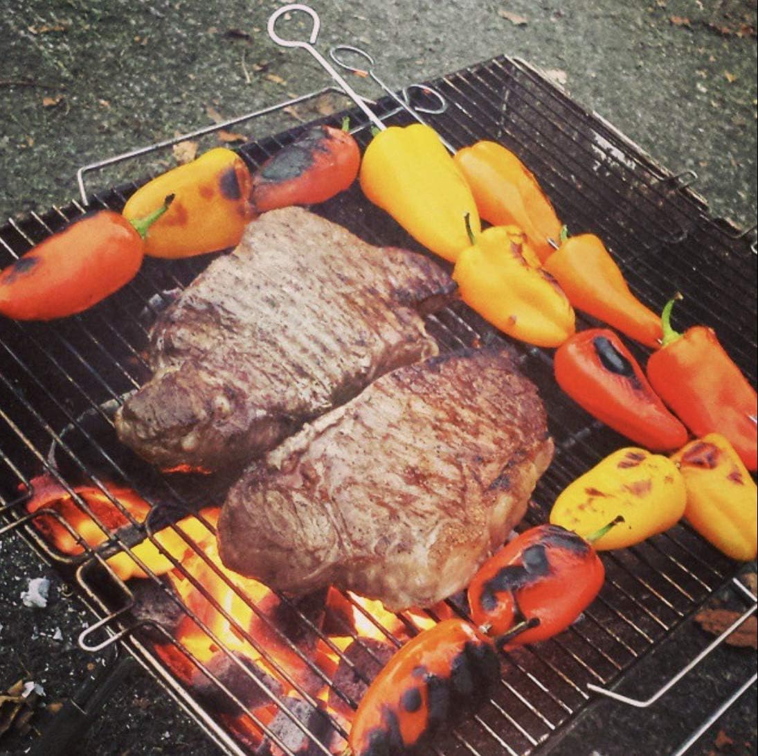 Parrilla plegable acero inox para barbacoa de carbón