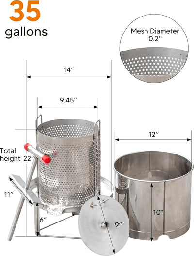 Extractor de miel acero inox con rodillo y bolsa filtro