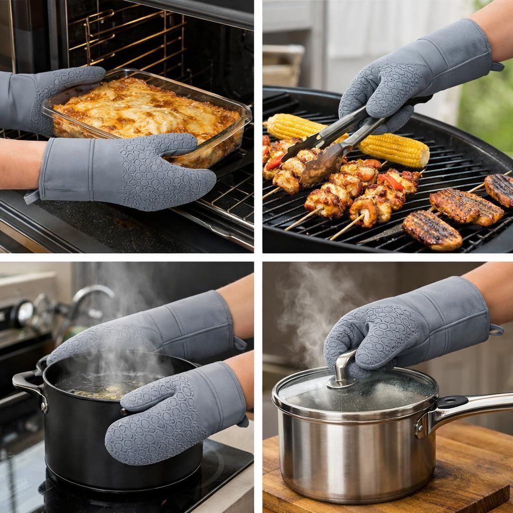 Set 7 Manoplas Horno Agarraderas Pinzas Con Guantes