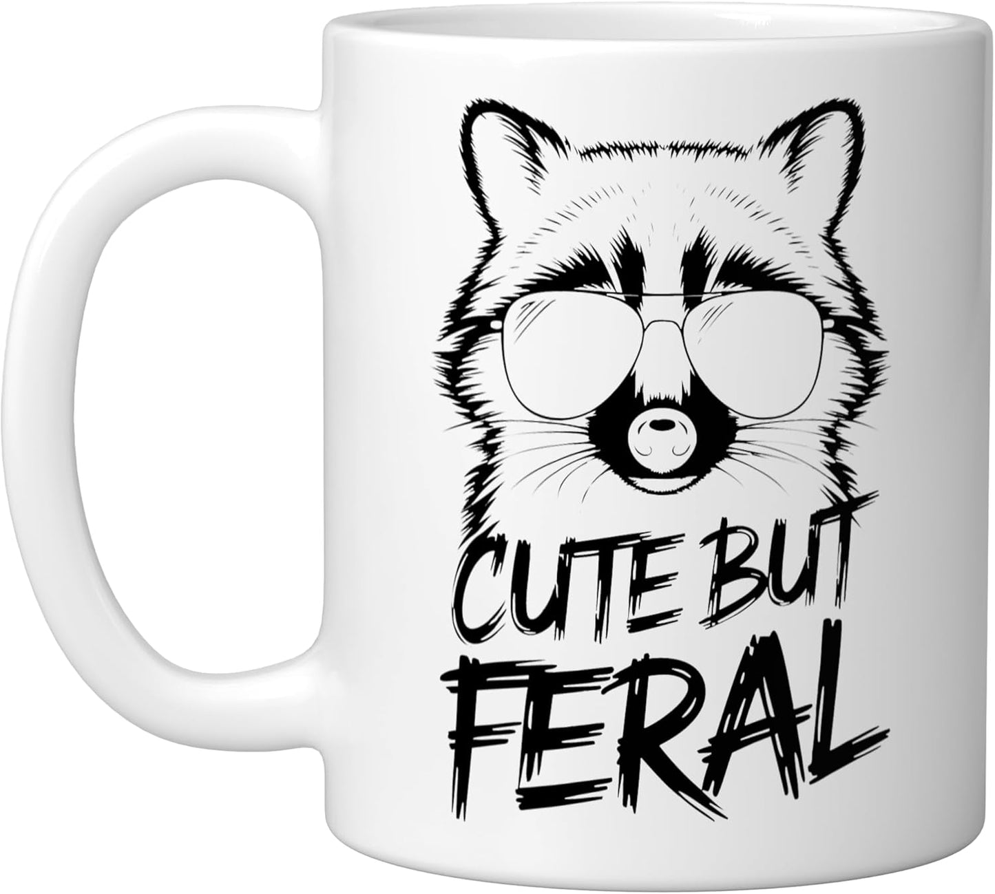 Taza cerámica Raccoon Cute But Feral blanca