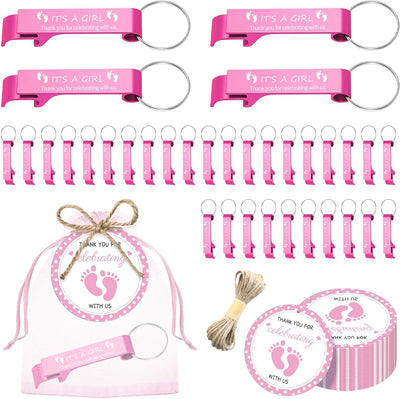 50 juegos de abrebotellas para baby shower con tarjetas y bolsas de organza