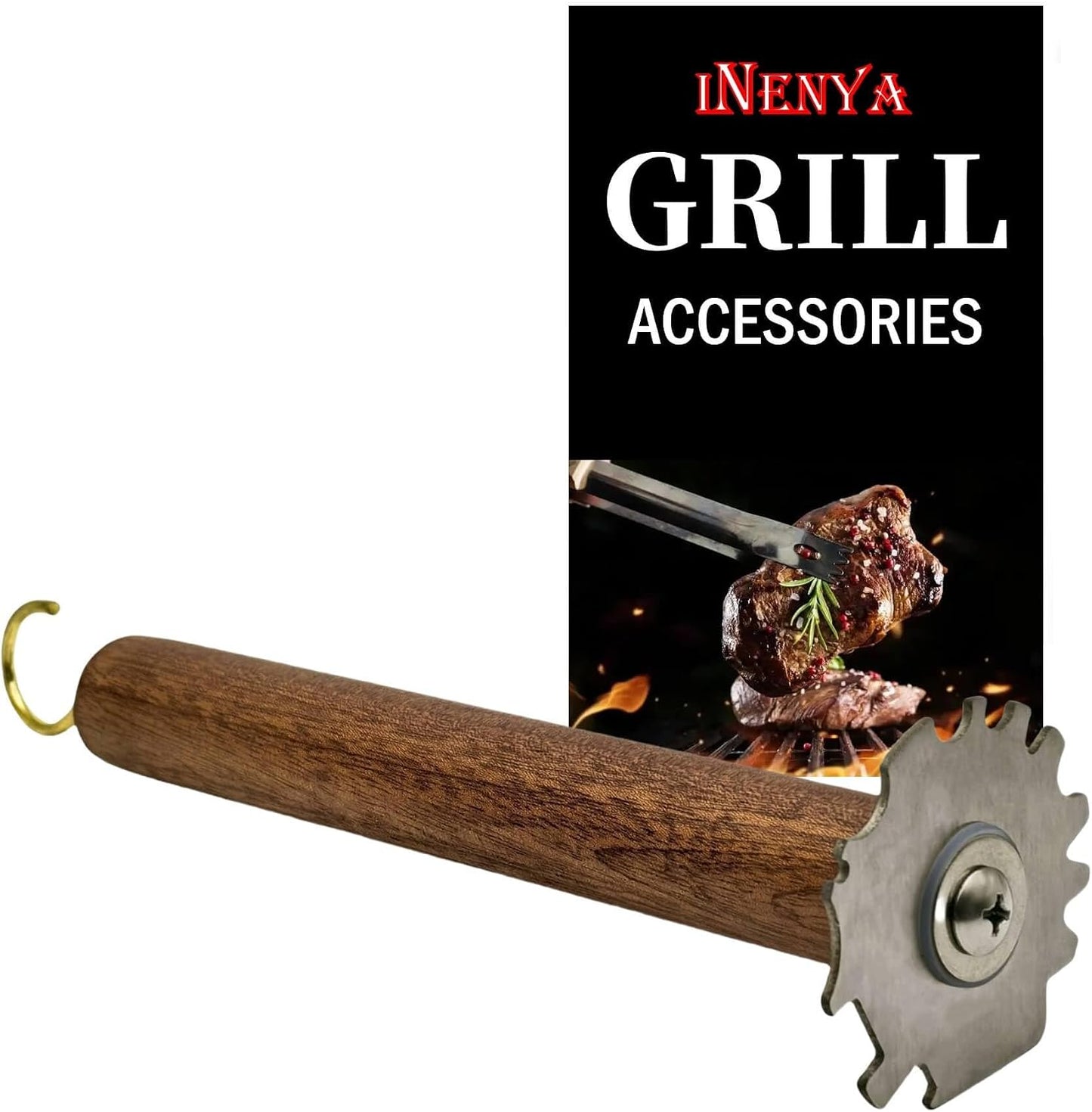 Rascador parrilla sin cerdas mango madera 8.3pulg ranuras V