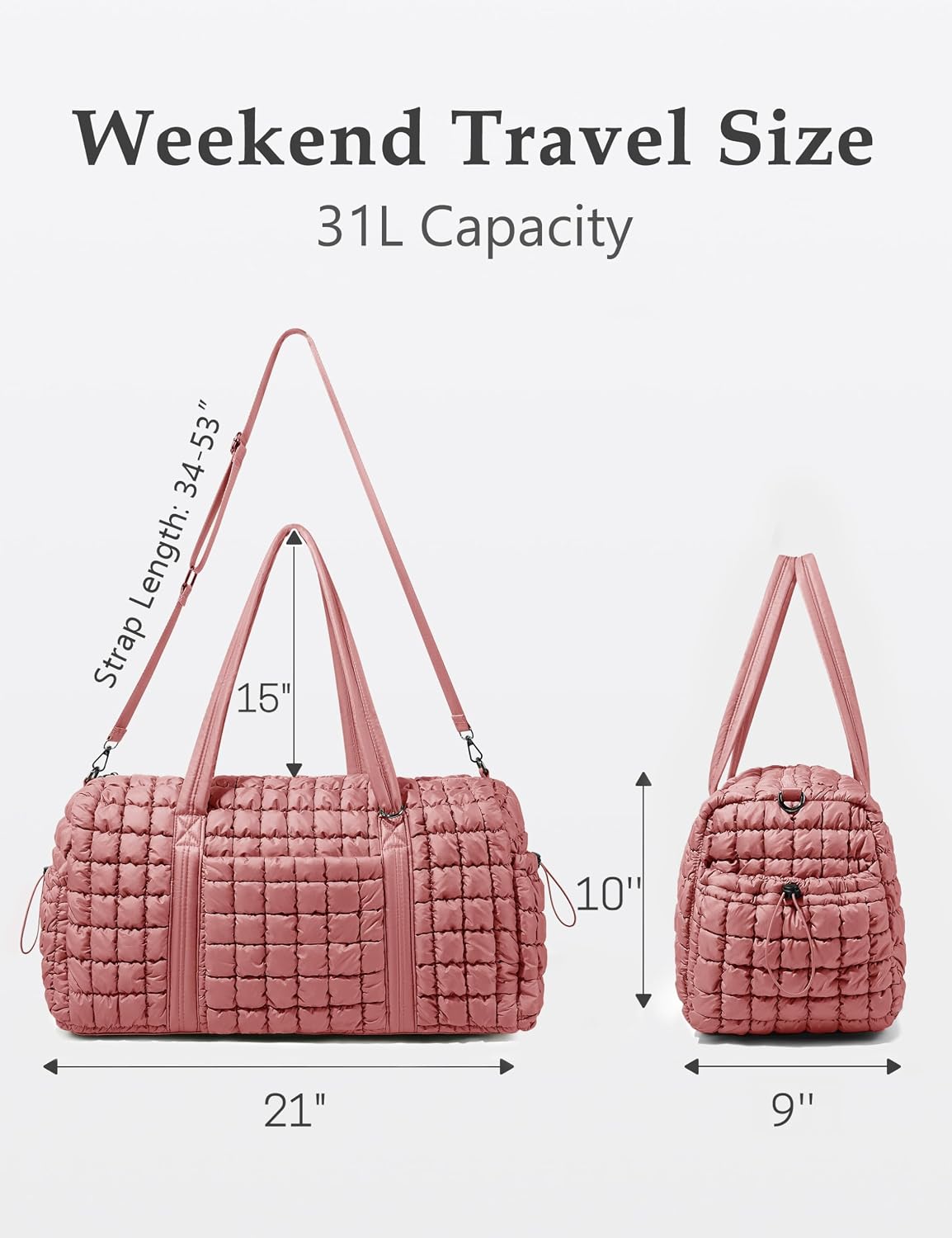 Bolsa viaje hinchada mujer rosa con bolsillo seguro