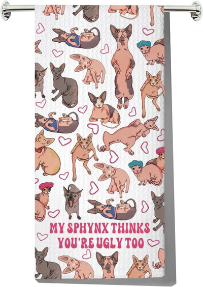 Toalla de cocina para gato Sphynx sin pelo regalo para amantes de gatos