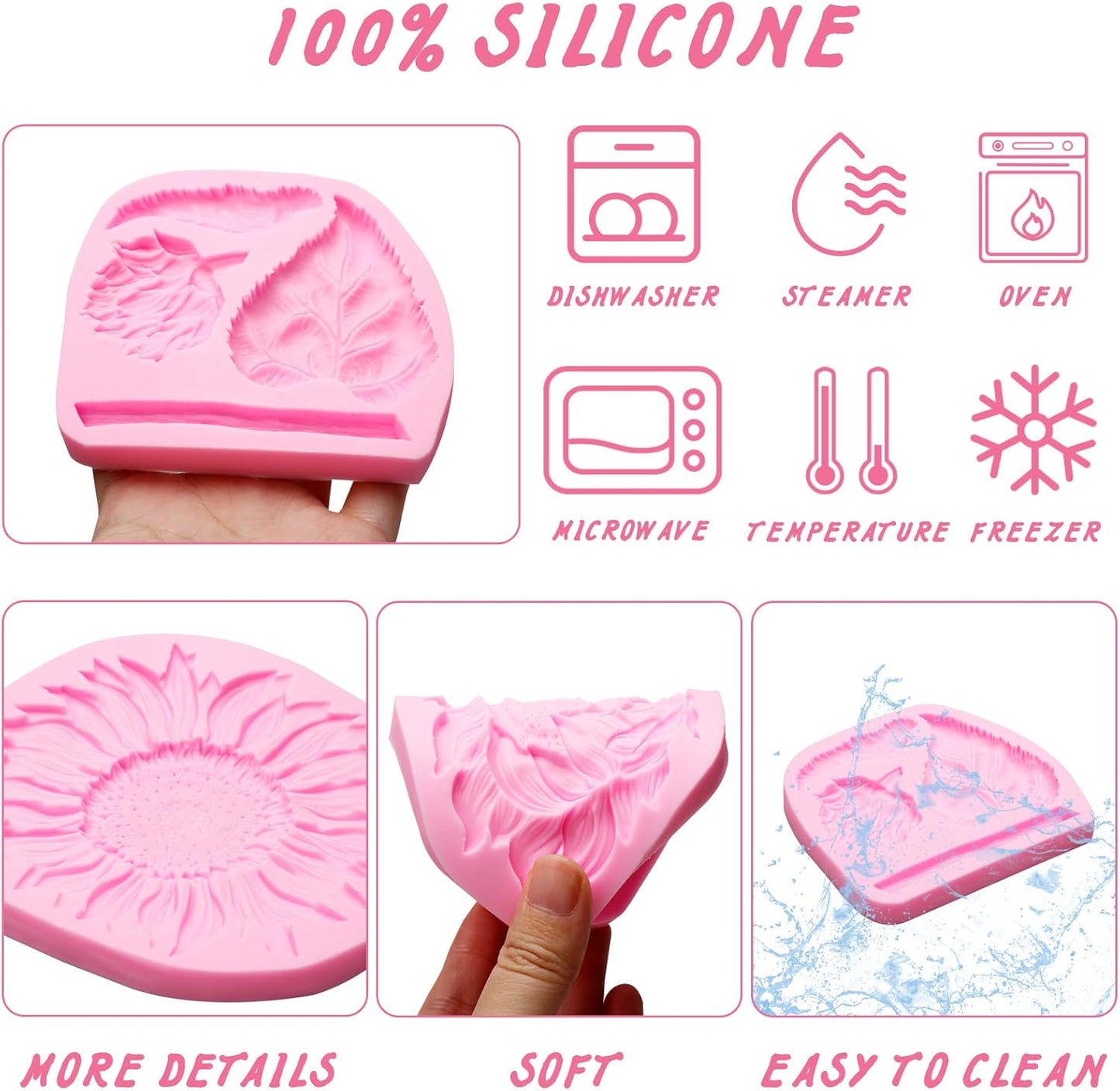 Molde silicona girasol grande para fondant pasteles cumpleaños