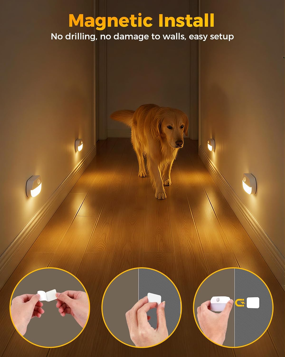 12 Luces LED Recargables Sensor Movimiento Escalera