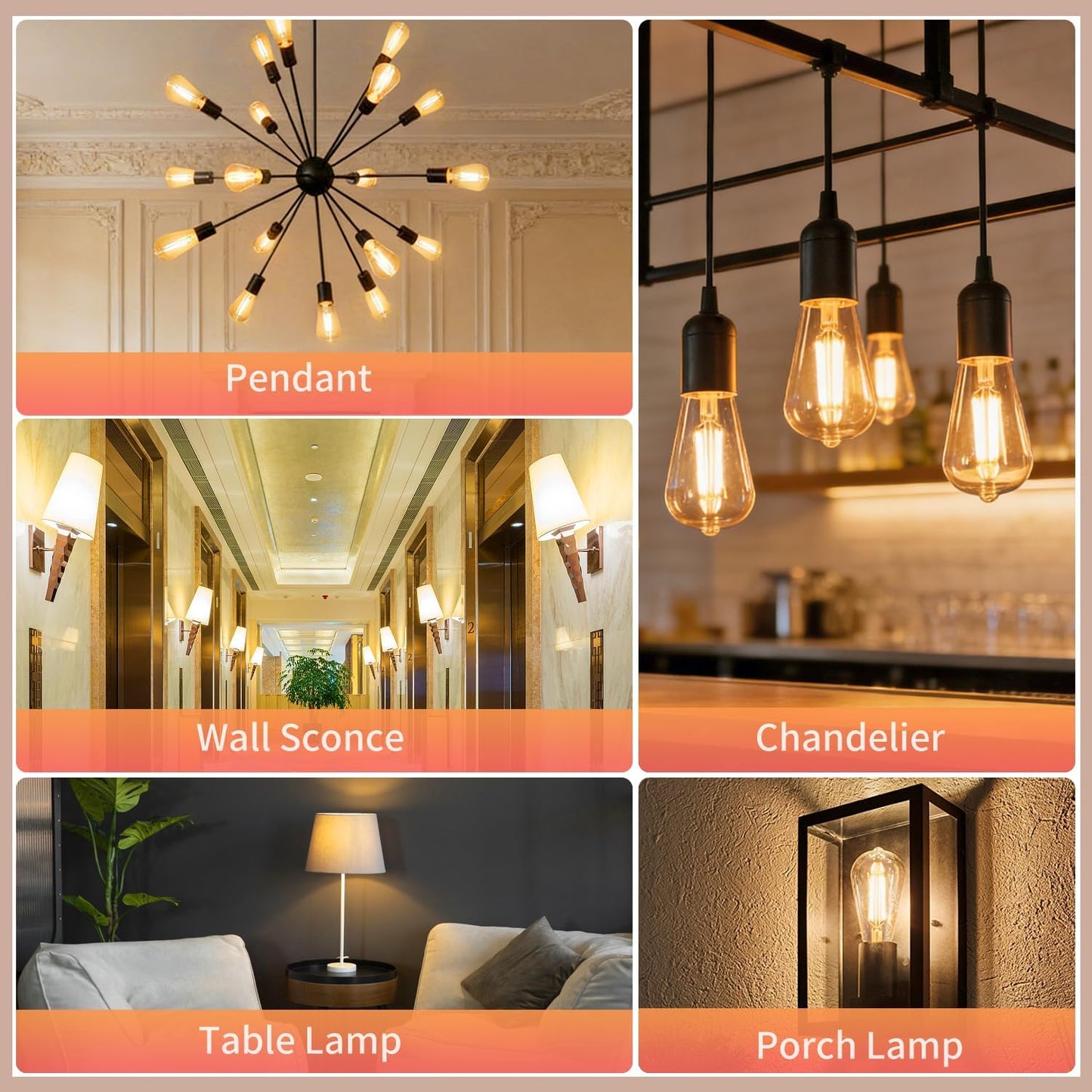 Pack 5 Bombillas LED Edison ST58 Regulables E26 2700K