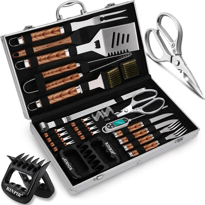 Set 35 Pzas Utensilios Parrilla Acero Inox Profesional
