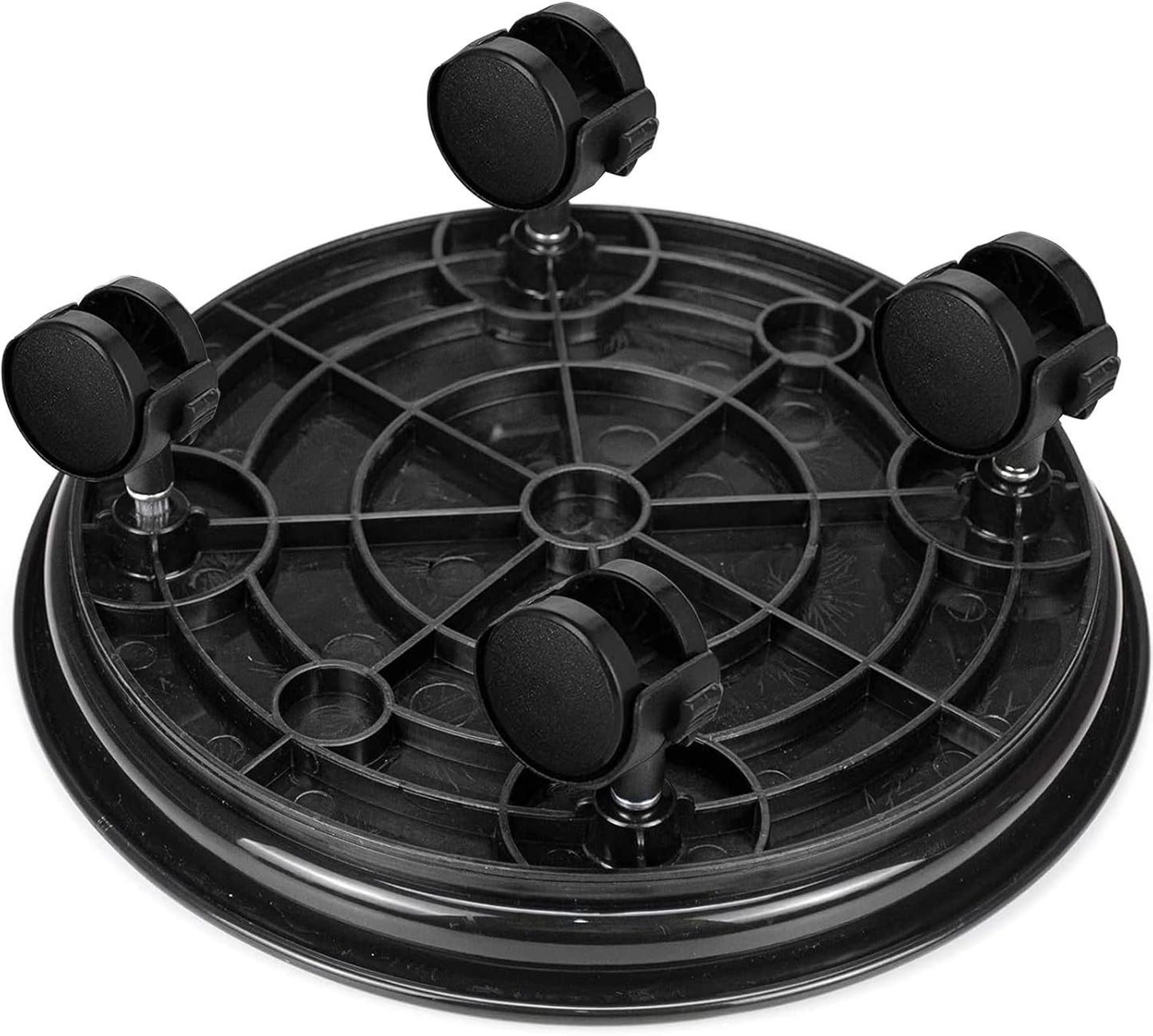 Soporte redondo para macetas 3 pzas con ruedas negro