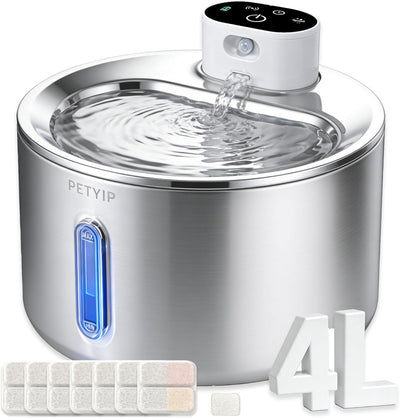 Fuente agua gato acero inox automática 135oz batería 5000mAh