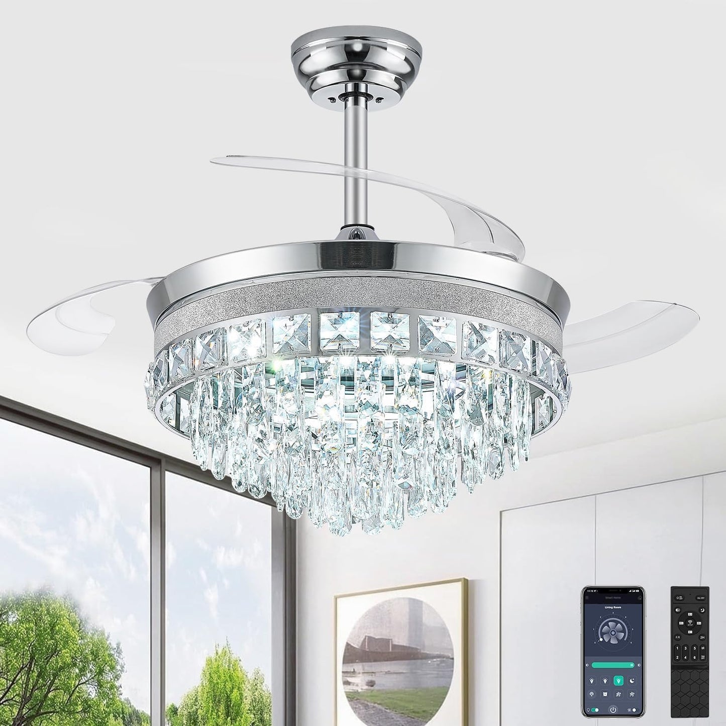Ventilador techo 48pulg con luz LED 6 velocidades