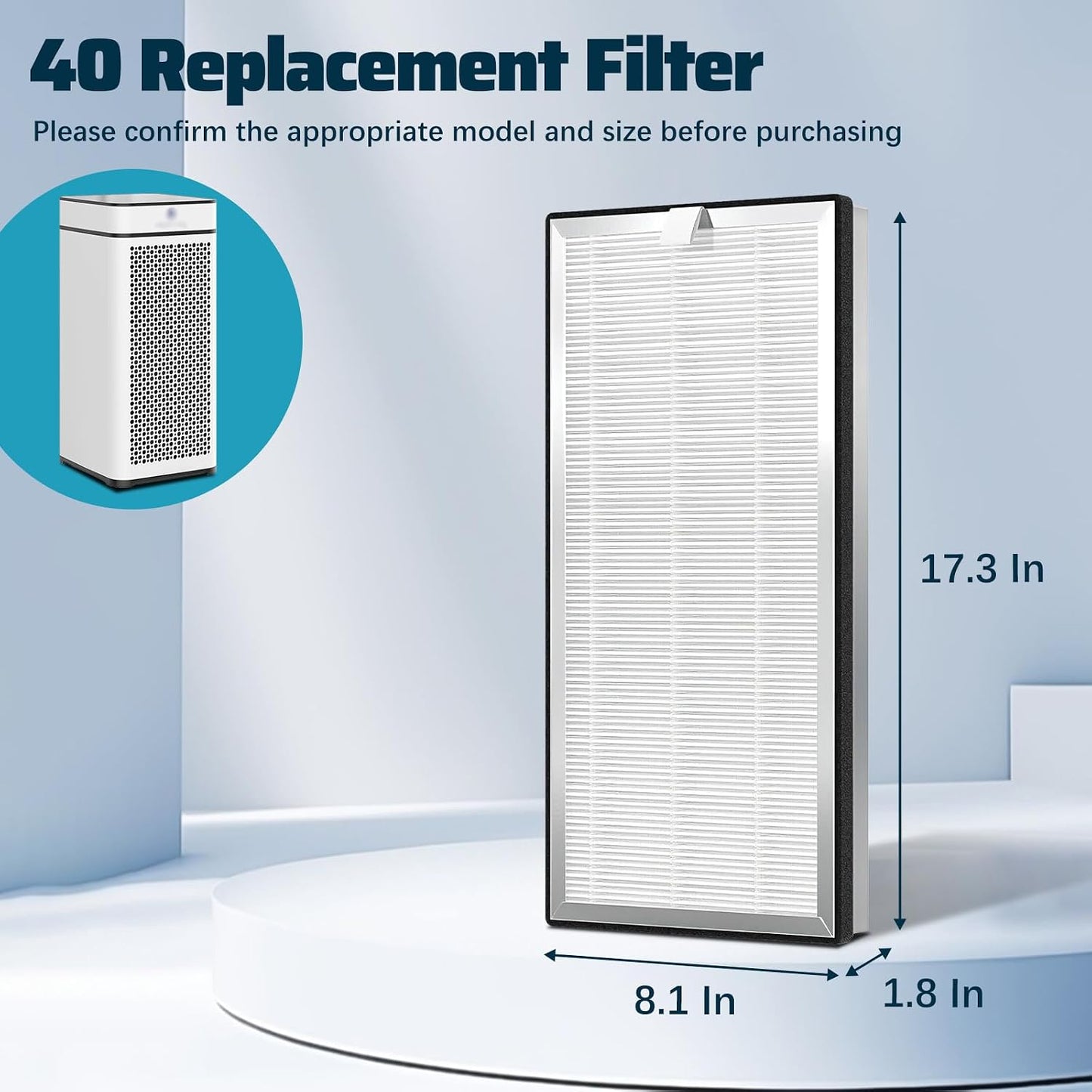2 Filtros MA-40 compatibles purificador aire MA40W MA40B