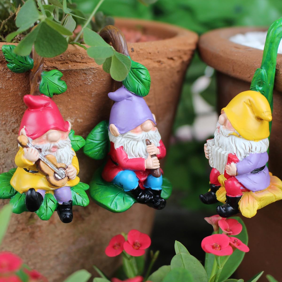 3 Pzas Gnomos Decoración Jardín Resina Estatua