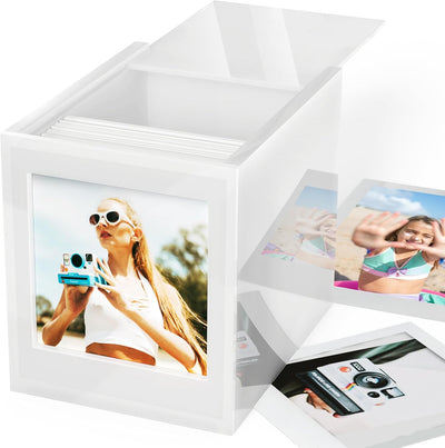 Caja almacenamiento fotos Polaroid acrílico 4.2x3.5 con tapa
