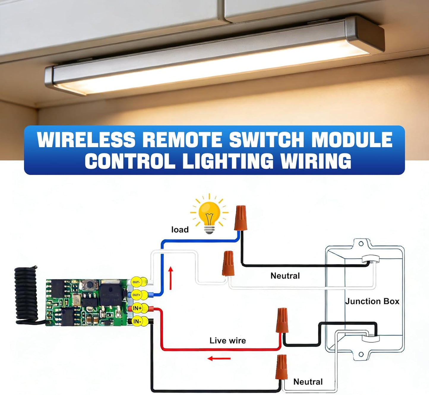 Interruptor remoto CC 12 V inalámbrico RF luces 5-24V 3A