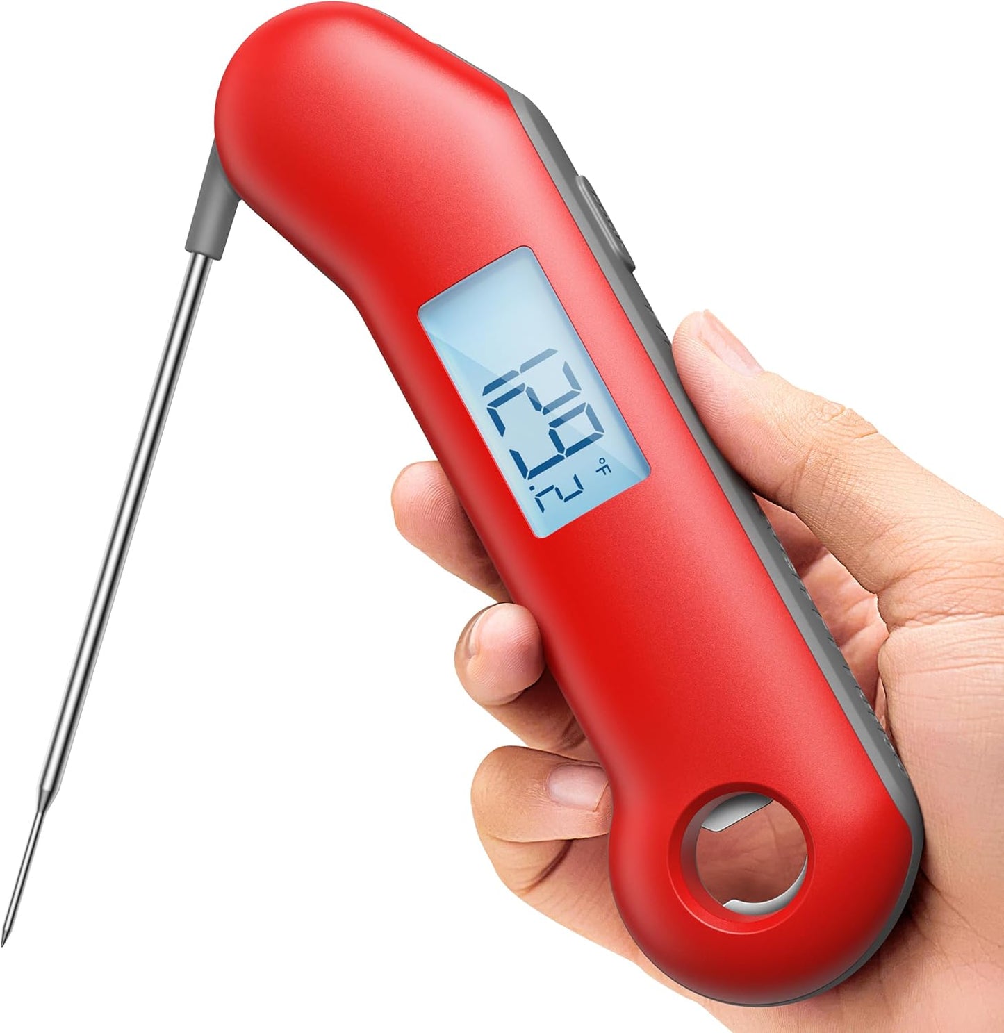 Termómetro digital carne 0.5s NIST ±0.5°F sonda impermeable rojo
