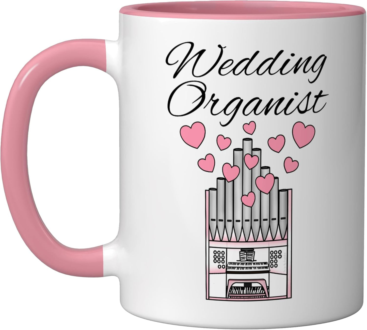 Taza cerámica para organista de boda color rosa/blanco