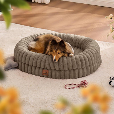Cama perro mediano sofá piel sintética rayas funda lavable