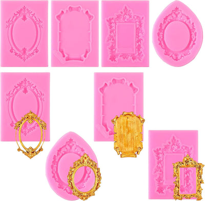 8 Moldes Silicona Redondo Barroco para Pasteles Cupcakes