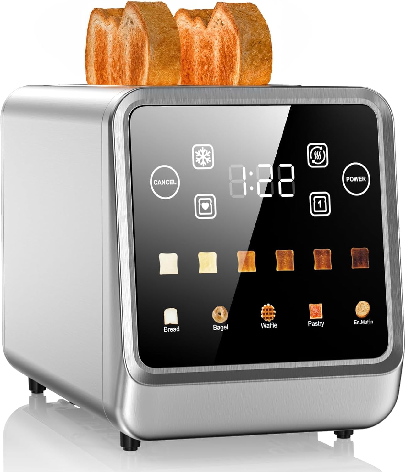 Tostadora tactil 2 rebanadas ranuras 1.5 pulgadas 900 W 6 ajustes para bagel
