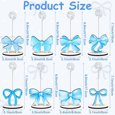 8 soportes para tarjetas con lazo azul diseño coqueto para boda baby shower cumpleaños