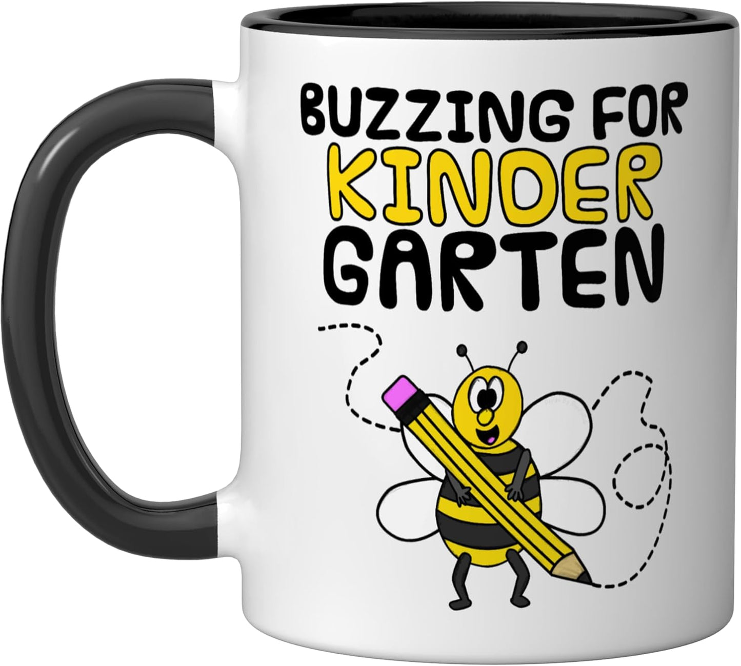 Taza cerámica para maestro kindergarten con tema abeja y primer día de clases