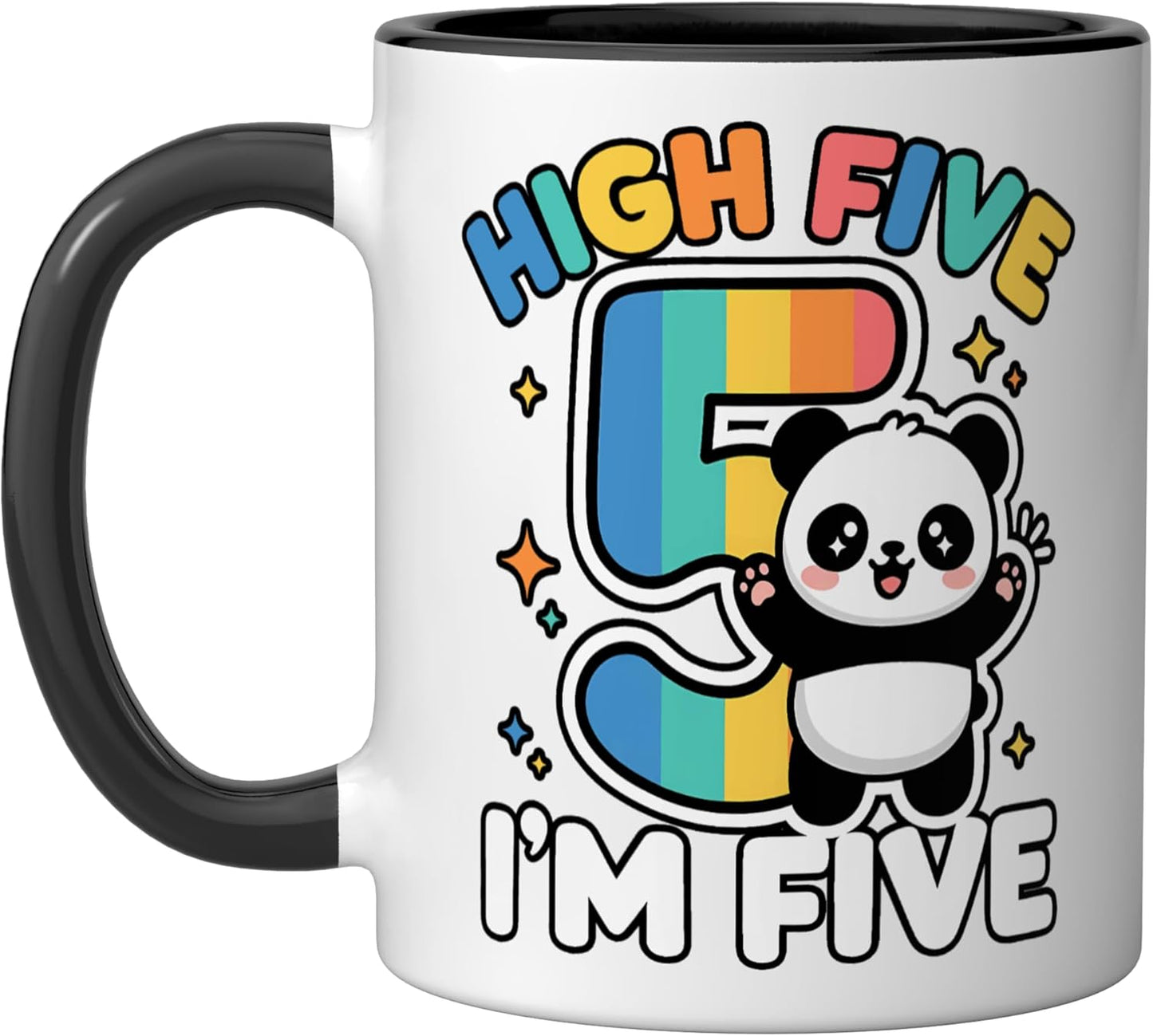 Taza cerámica panda para niños 5 años negro/blanco