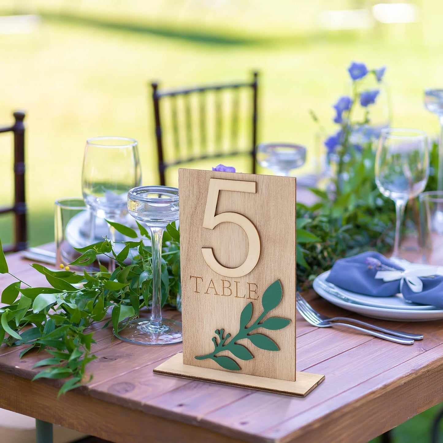Números de mesa de boda del 1 al 10 con soportes de madera y letreros digitales 3D