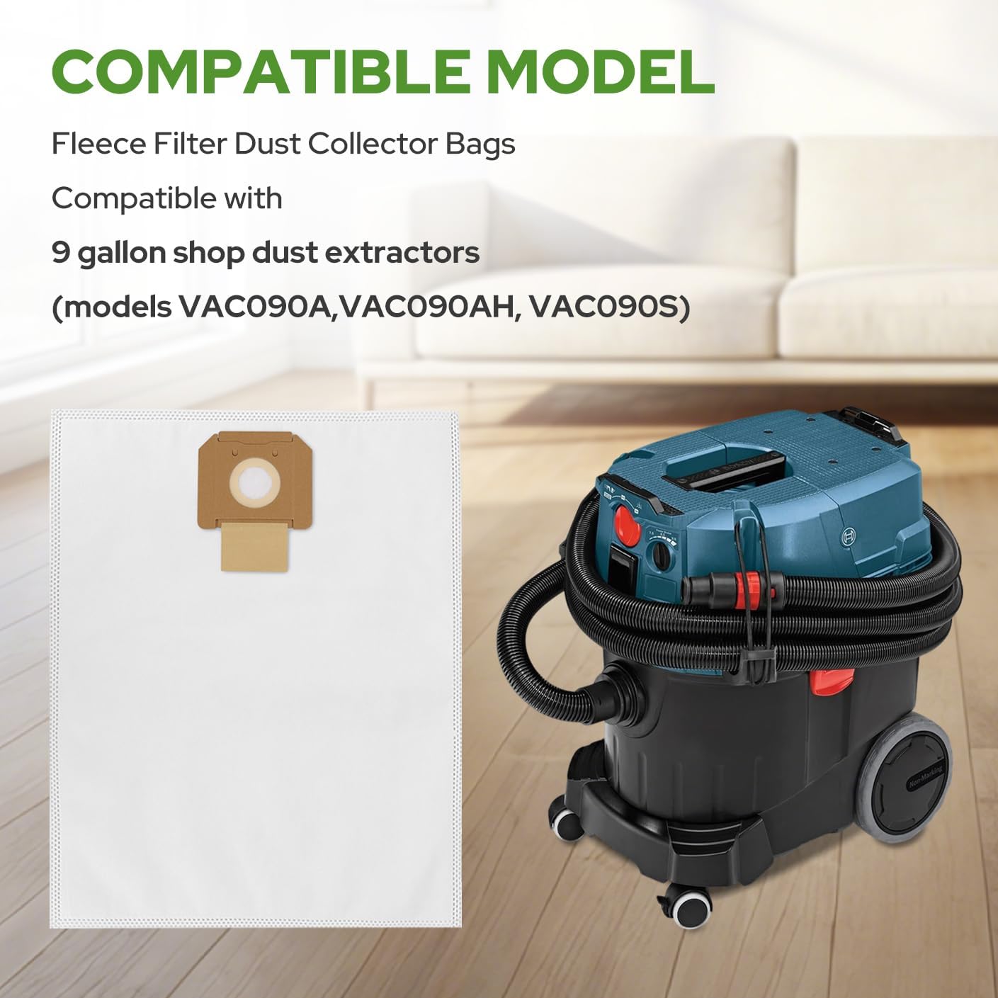 Bolsas vacío comp Bosc-h 9 galones filtro vellón
