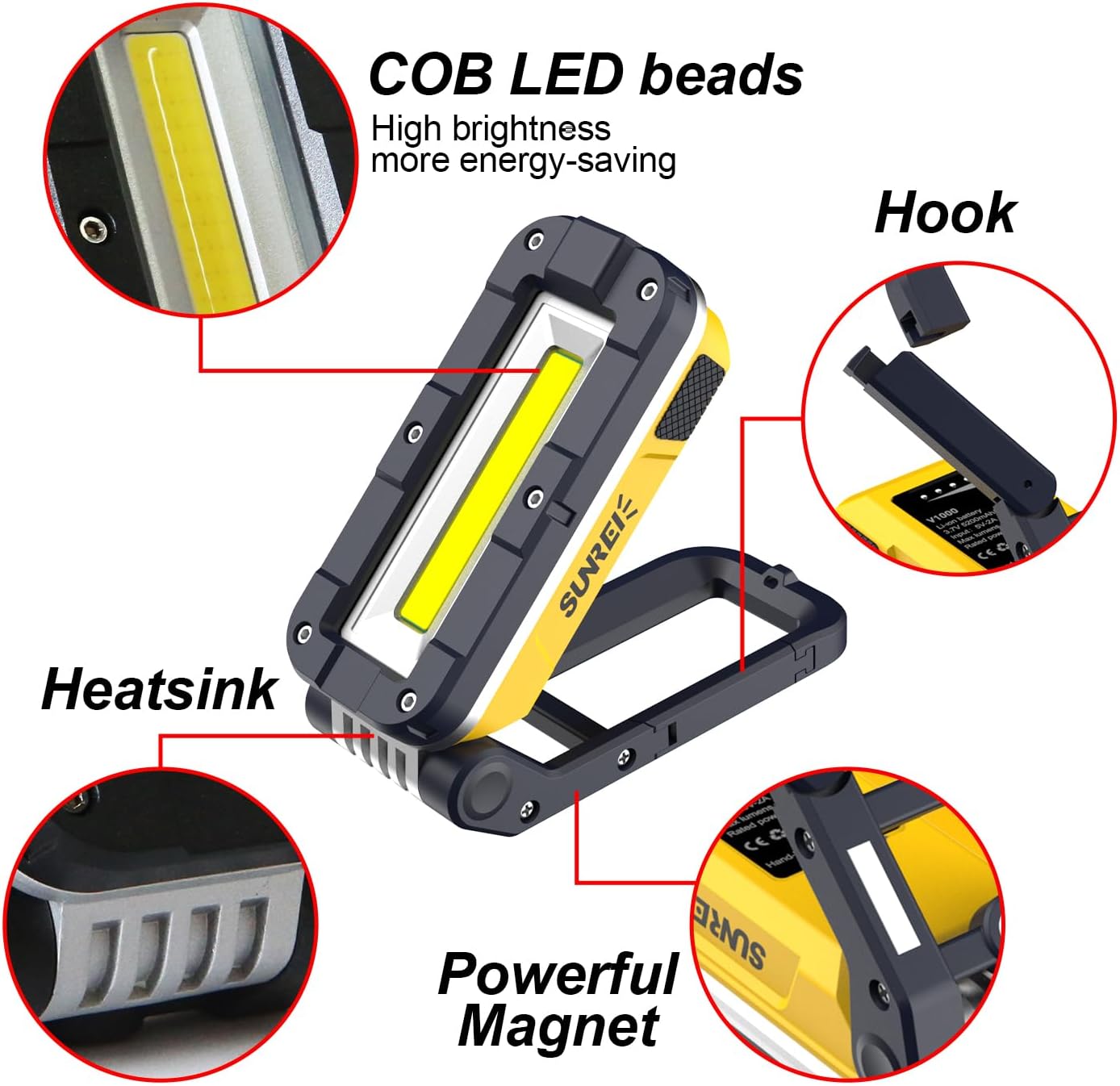 Luz trabajo magnética LED COB 1200lm 7 modos colgante