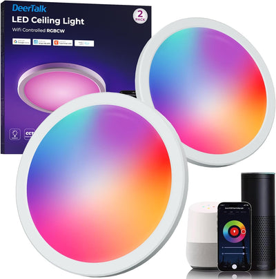 Lámpara techo LED 12pulg RGBCW 2400LM app 2 Pzas