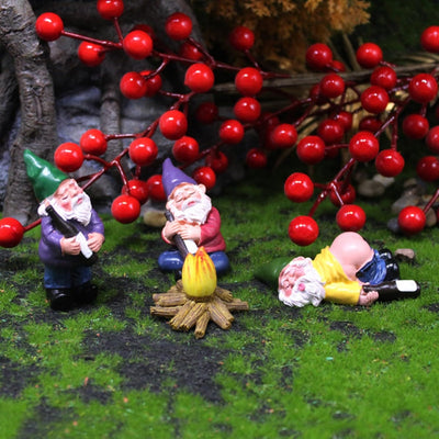 Juego 4 Gnomos Resina Miniatura para Jardín Interiores Exteriores