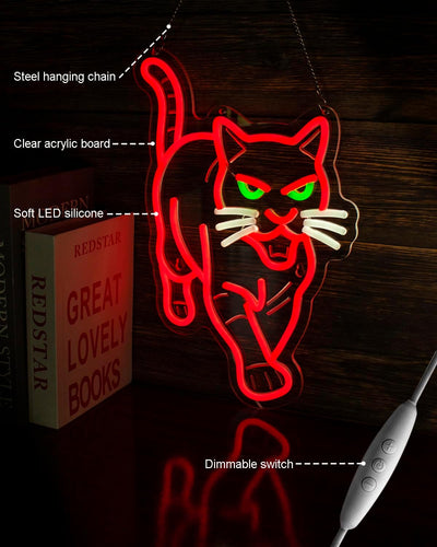 Letrero neón gato rojo USB regulable