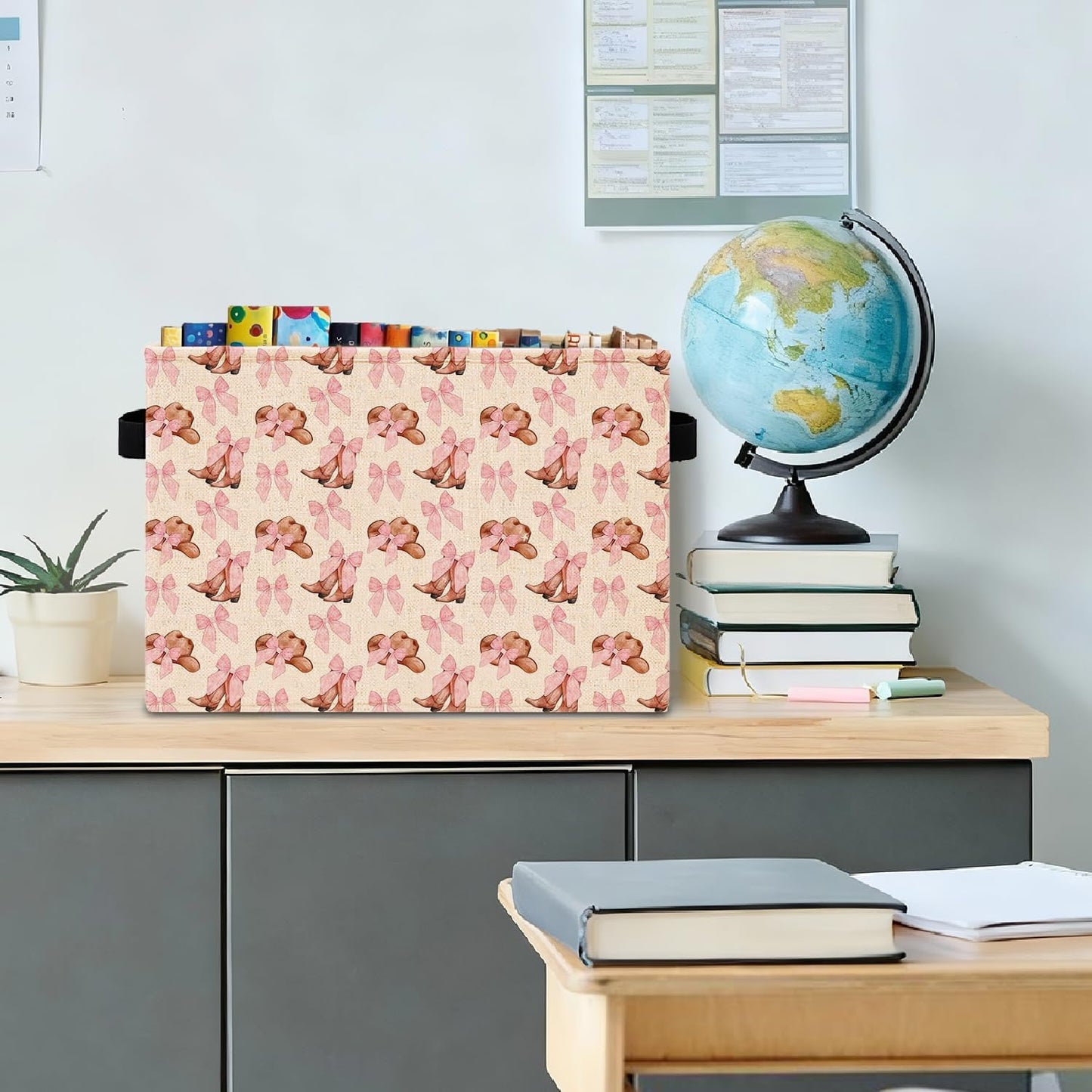 Caja almacenamiento lazo rosa para botas niña