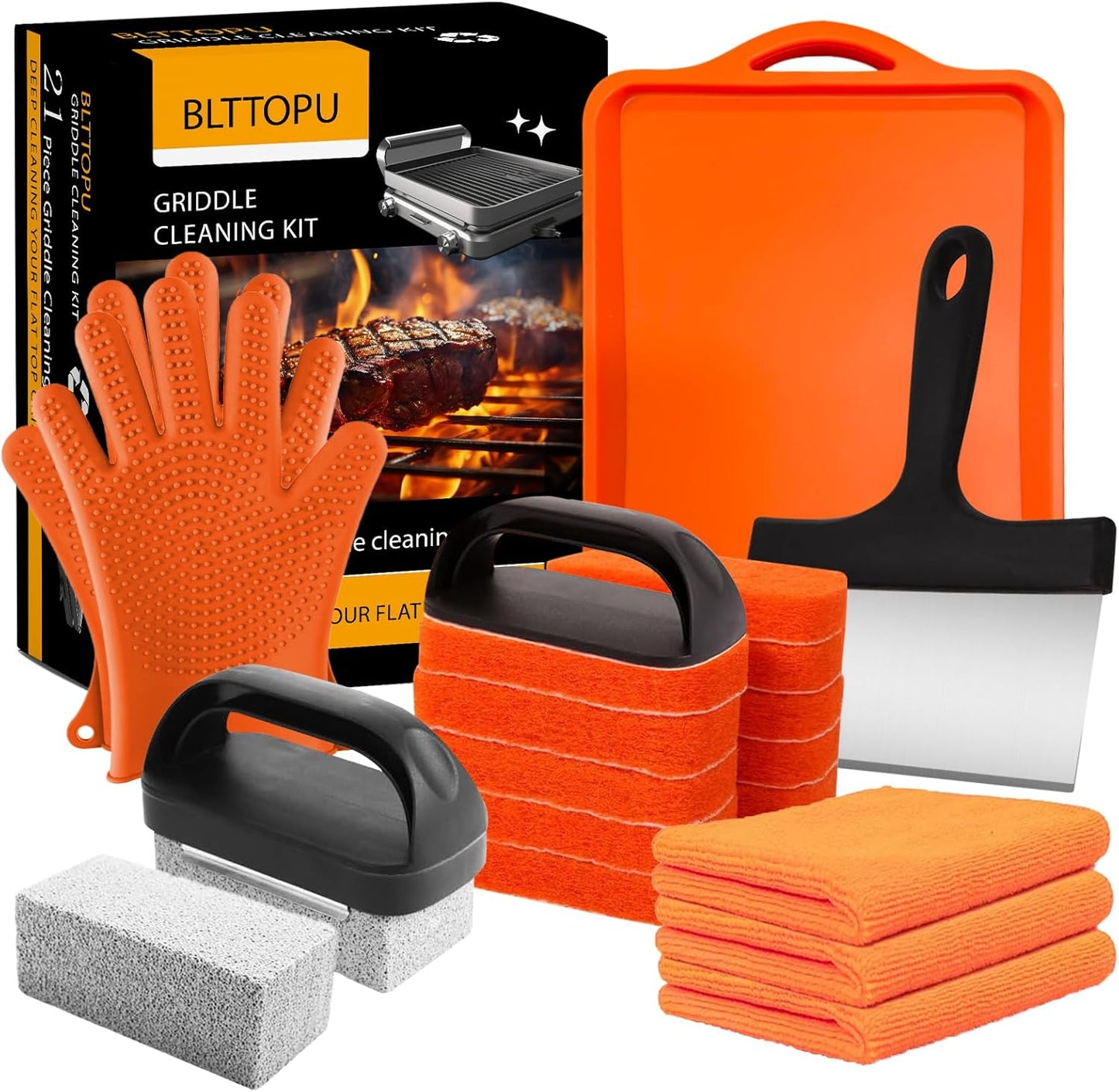 Kit limpieza plancha Blackstone 21 pzas espátula silicona raspador